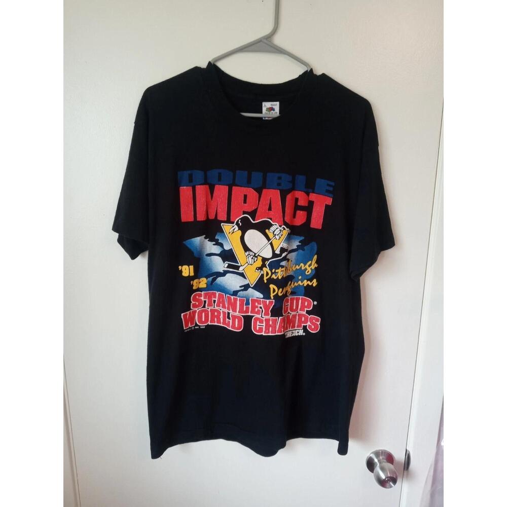 1992 Pittsburgh Penguins Stanley Cup Champions T-Shirt Size L